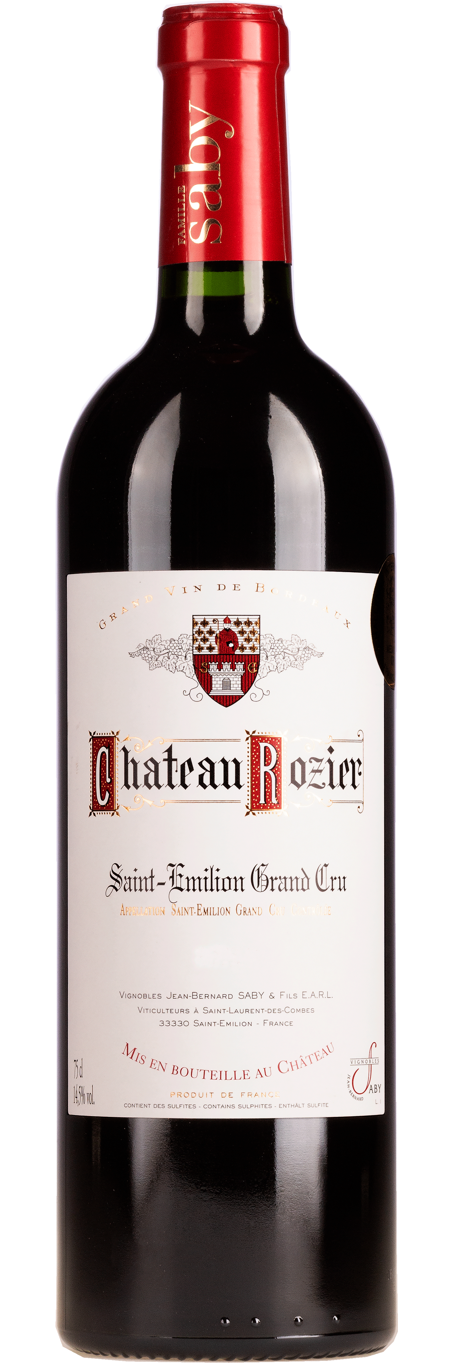 Bordeaux Château Rozier Grand Cru - St. Emilion - Rotwein trocken - 0,75l - 14,5% vol.